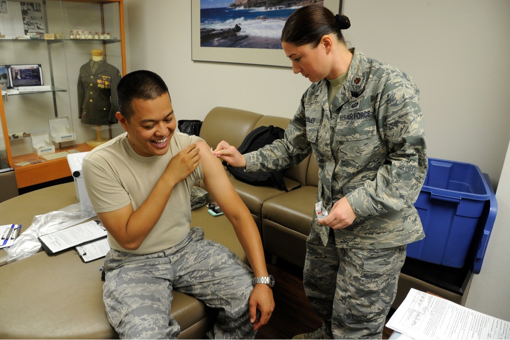 Reserve Citizen Airmen receive annual flu shot