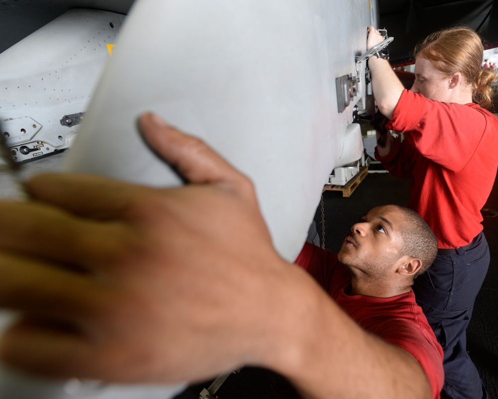 Sailors Work On Jet