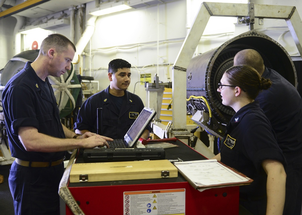 Sailors Work in Jet Shop