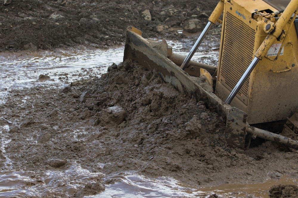 Bulldozer Clears Muck at USACE Emergency Levee Project, Puerto Rico