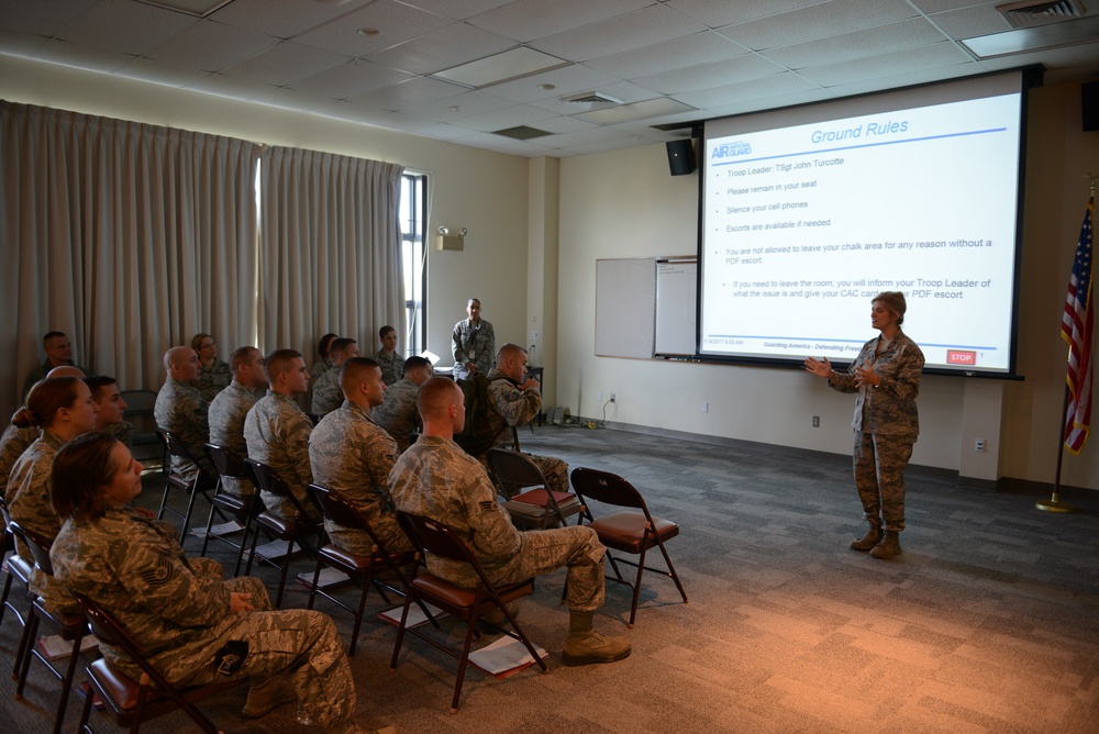 102d Intelligence Wing Security Forces Squadron Personnel Prepar to Depart for Puerto Rico