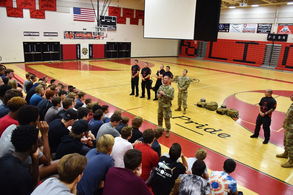 Black Daggers parachute team visits Phoenix area high school