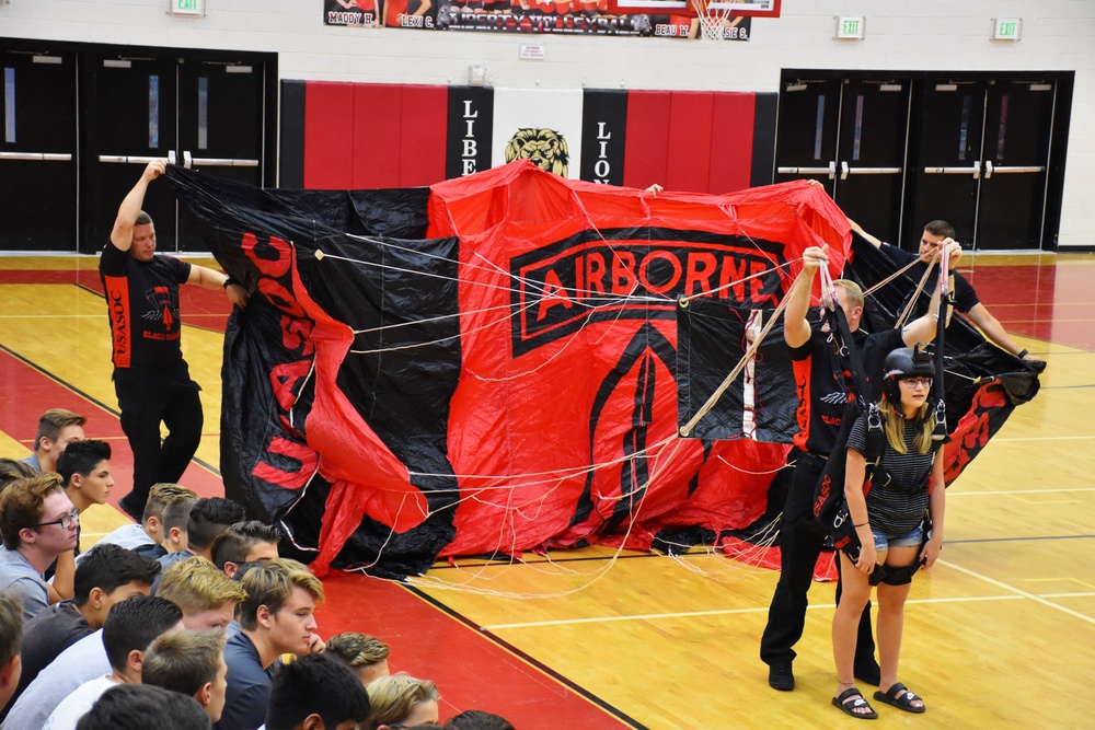 Black Daggers parachute team visits Phoenix area high school