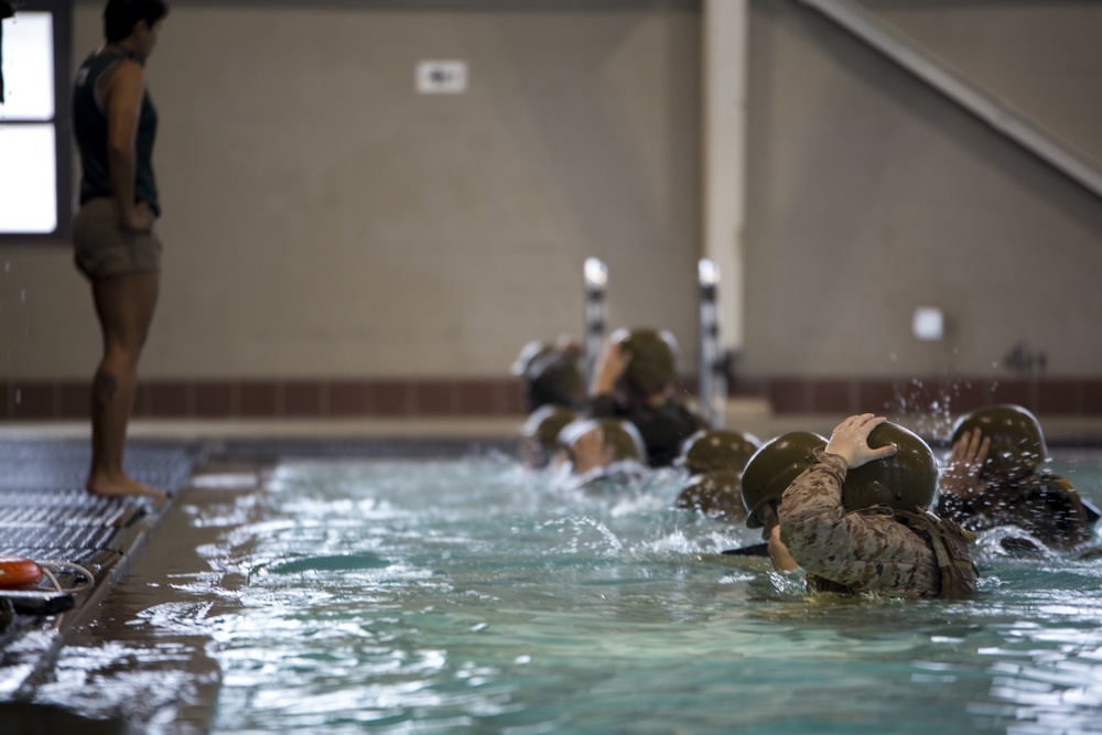 Marine recruits conquer swim qualification on Parris Island