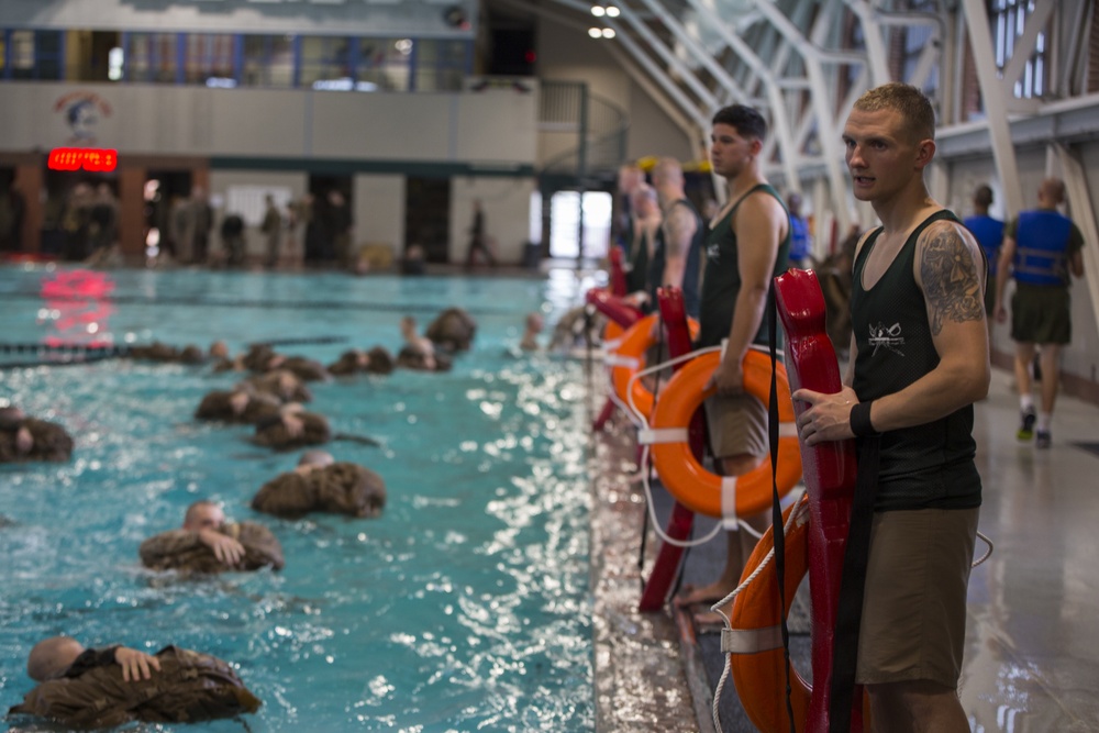 Marine recruits conquer swim qualification on Parris Island