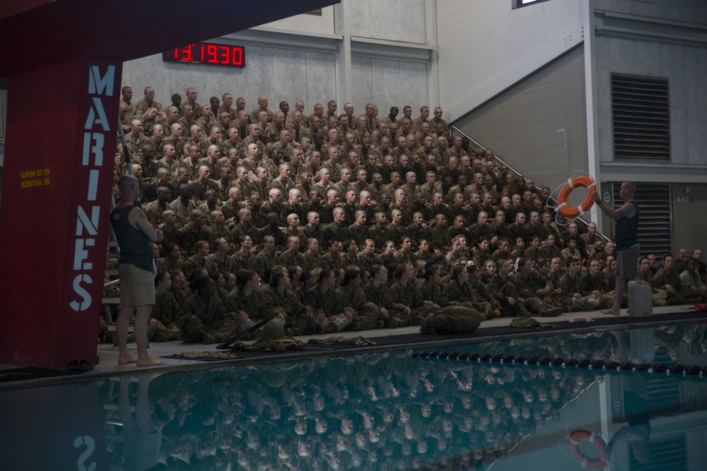 Marine recruits conquer swim qualification on Parris Island