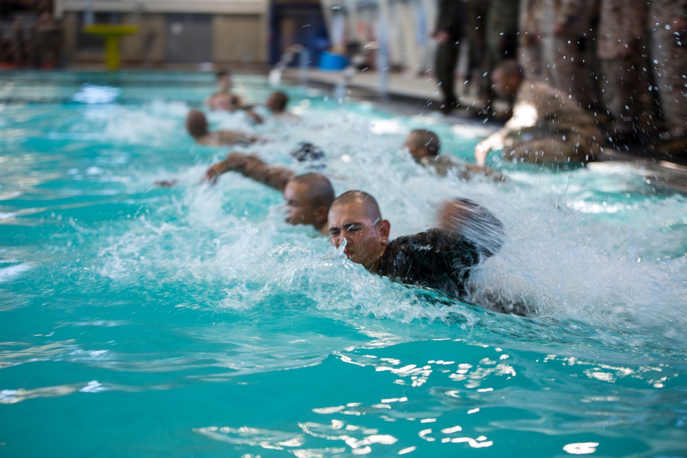 Marine recruits conquer swim qualification on Parris Island