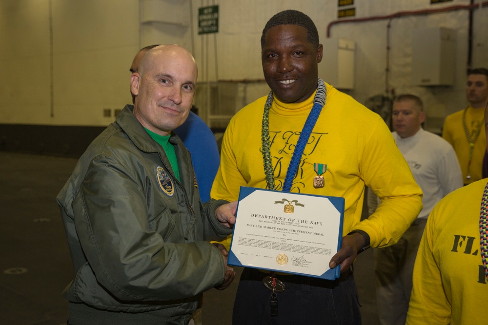 USS Gerald R. Ford Air Department Awards at Quarters