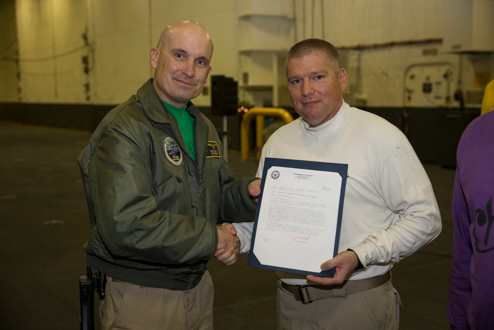 USS Gerald R. Ford Air Department Awards at Quarters