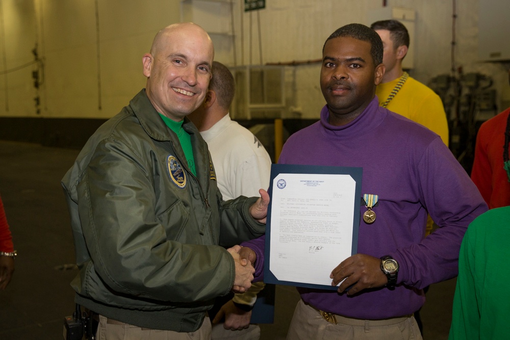 USS Gerald R. Ford Air Department Awards at Quarters