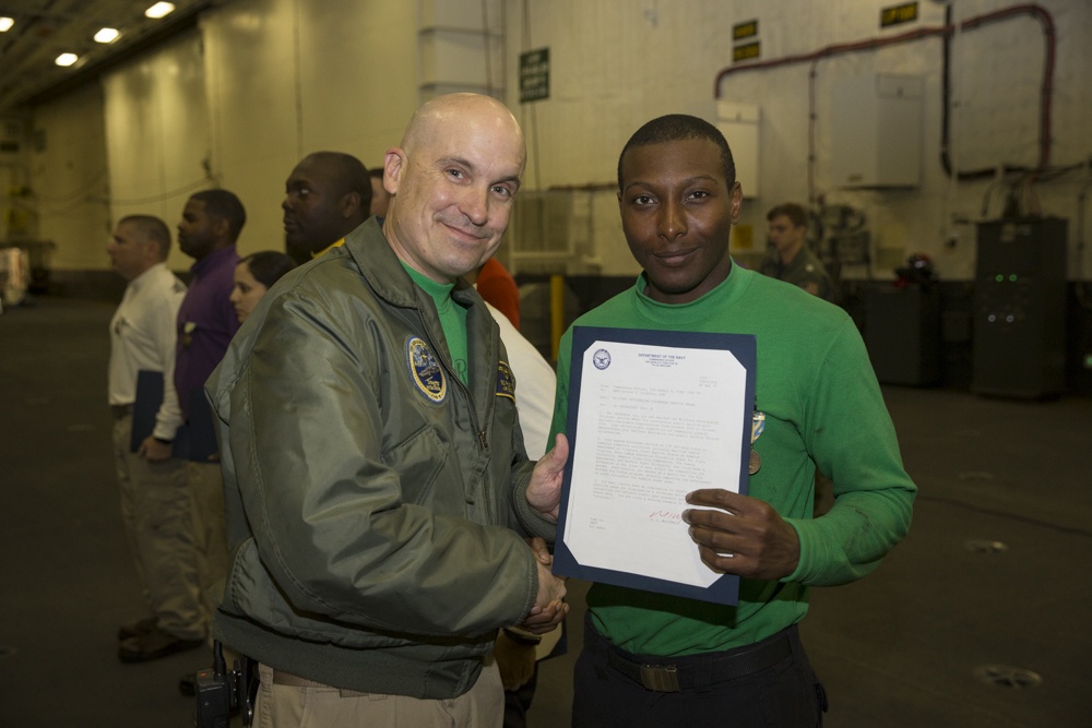 USS Gerald R. Ford Air Department Awards at Quarters