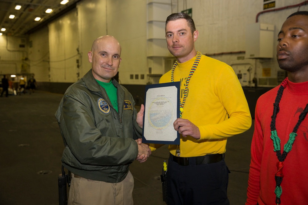 USS Gerald R. Ford Air Department Awards at Quarters