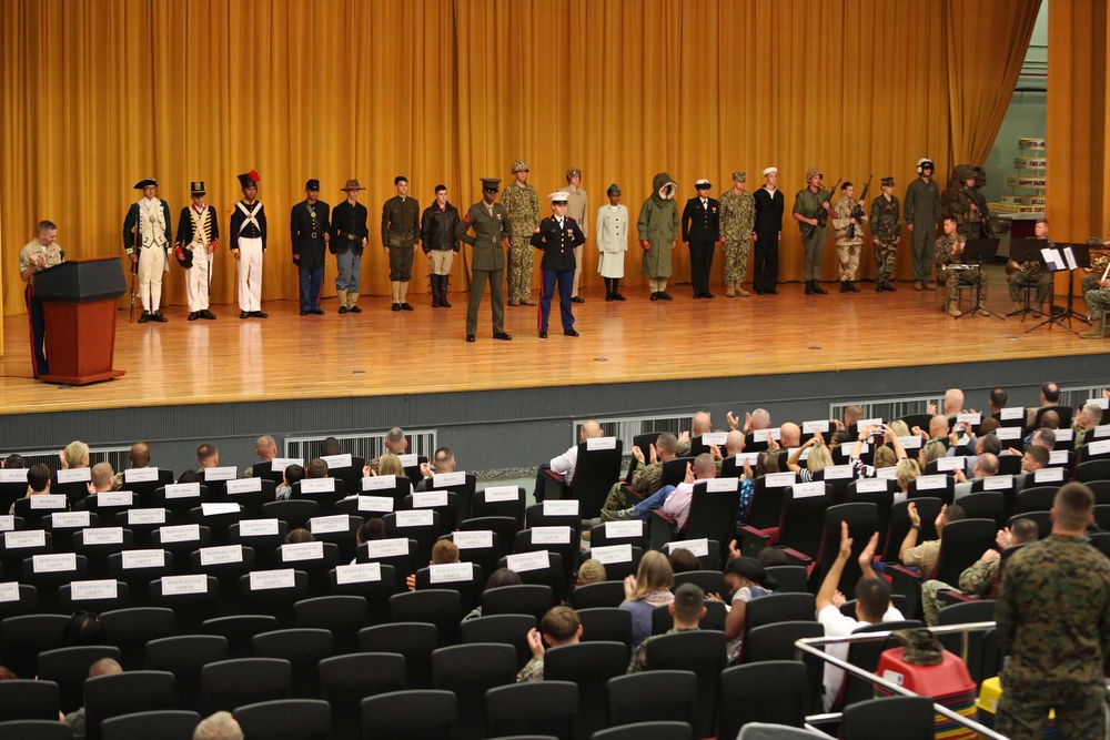 Kubasaki High School JROTC helps commemorate the History and Heritage of the USMC’s 242 Birthday during Uniform Pageant