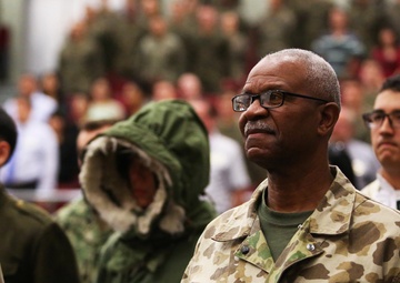 Kubasaki High School JROTC helps commemorate the History and Heritage of the USMC’s 242 Birthday during Uniform Pageant