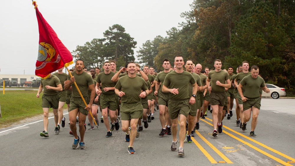 Marines with the 2nd Marine Aircraft Wing Participate in the 242nd Marine Corps Birthday Run