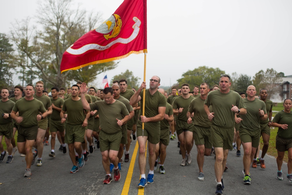 Marines with the 2nd Marine Aircraft Wing Participate in the 242nd Marine Corps Birthday Run