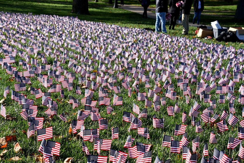 Ohio State Students Plant Flags For Veterans