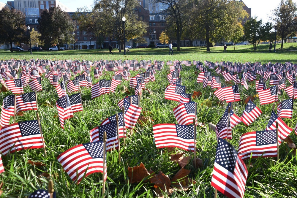 Ohio State Students Plant Flags For Veterans