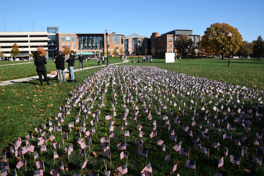 Ohio State Students Plant Flags For Veterans