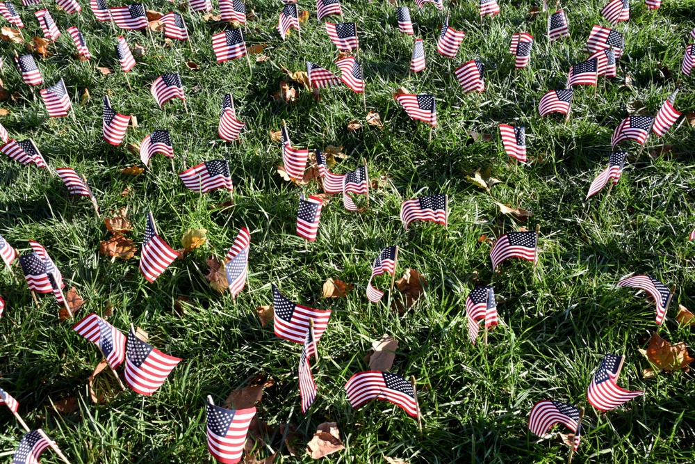 Ohio State Students Plant Flags For Veterans