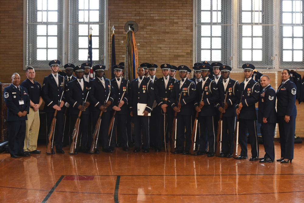 United States Air Force Drill Team performs for John Adams High School