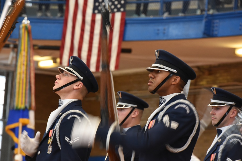 United States Air Force Drill Team performs for John Adams High School