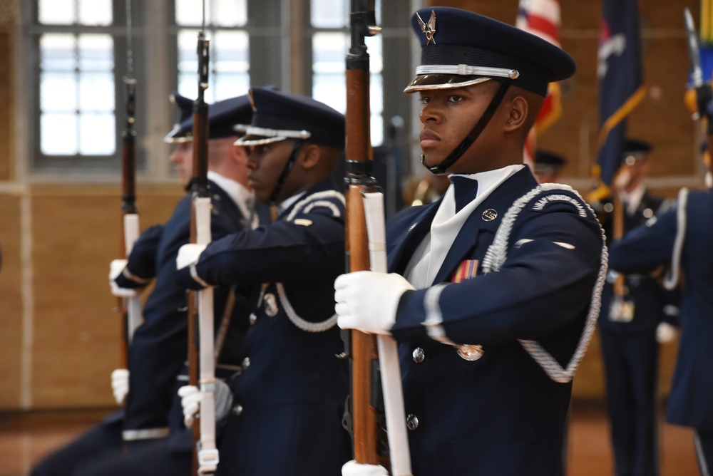 United States Air Force Drill Team performs for John Adams High School