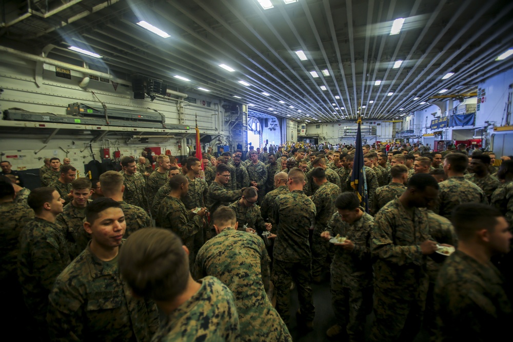26th MEU Marines celebrate Marine Corps birthday aboard USS Iwo Jima