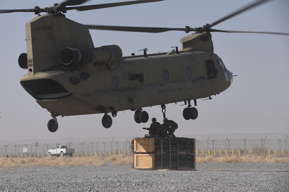 Task Force Marauder transports cargo via sling load