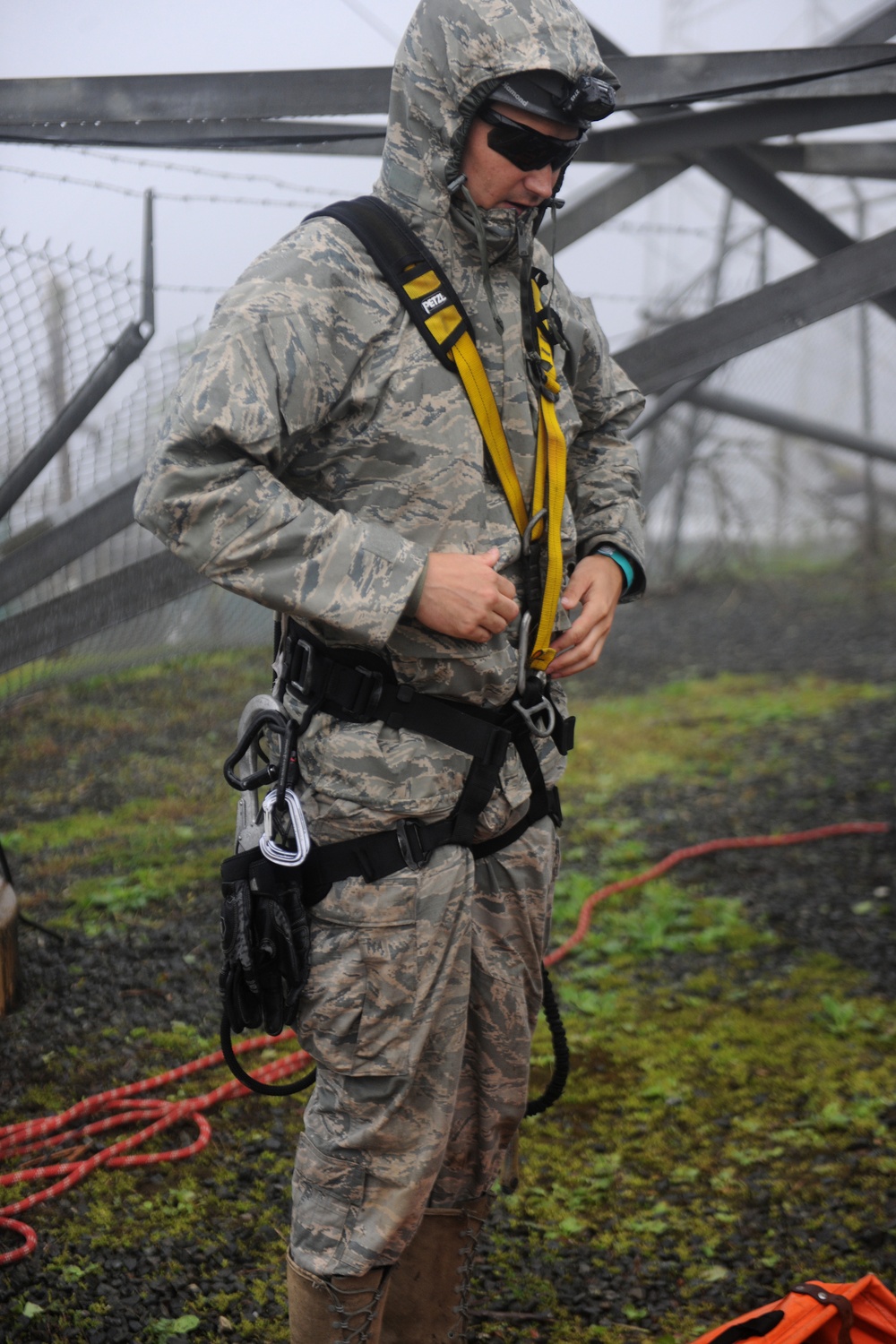 Preparing to climb a 200-ft tower