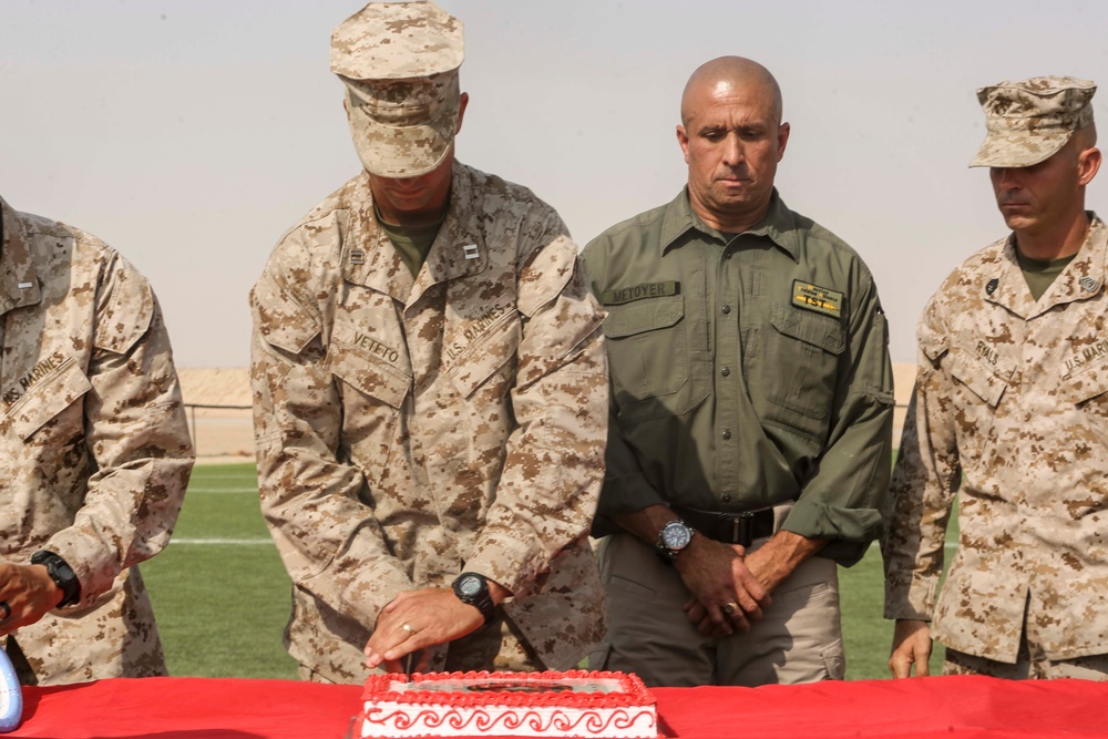 BLT 1/5 Marines join to celebrate the 242nd Marine Corps birthday