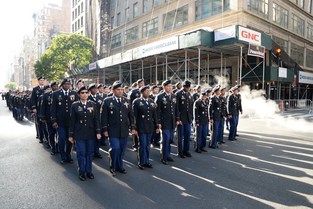 New York Army National Guard marches in New York City Veterans Day Parade