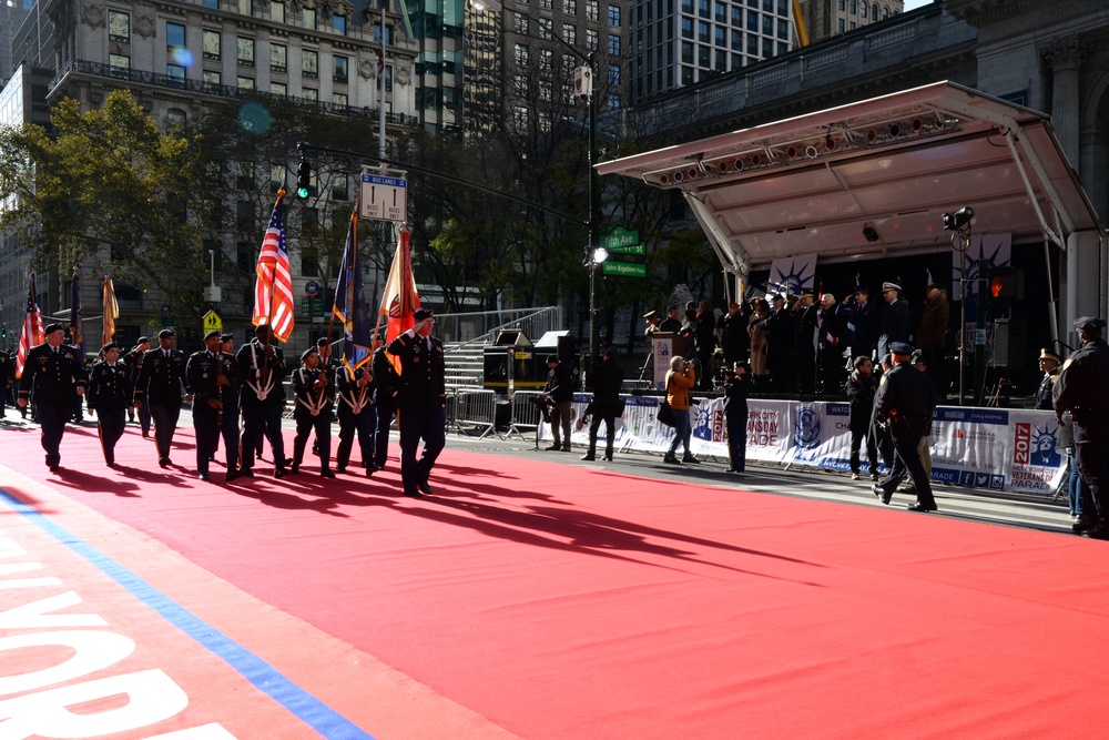 New York Army National Guard marches in New York City Veterans Day Parade