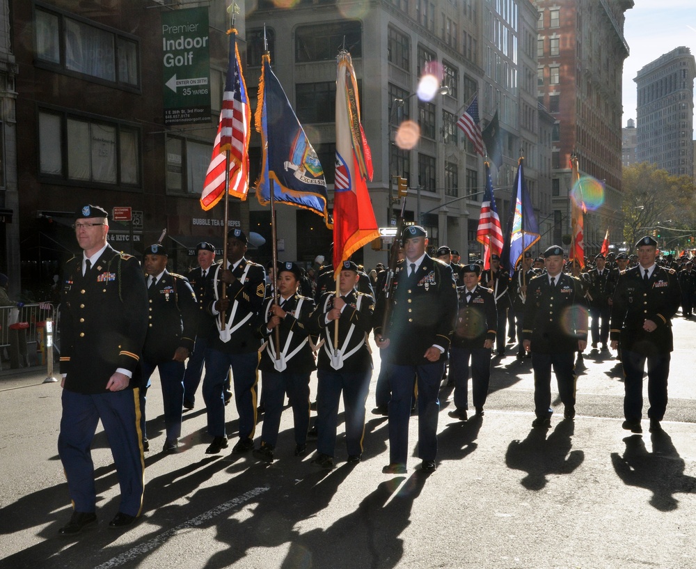 New York Army National Guard marches in New York City Veterans Day Parade