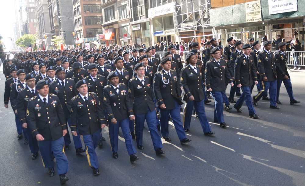 New York Army National Guard marches in New York City Veterans Day Parade