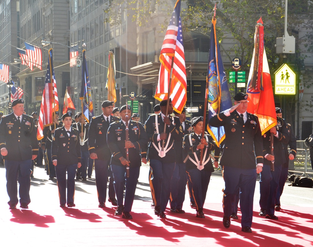 New York Army National Guard marches in New York City Veterans Day Parade