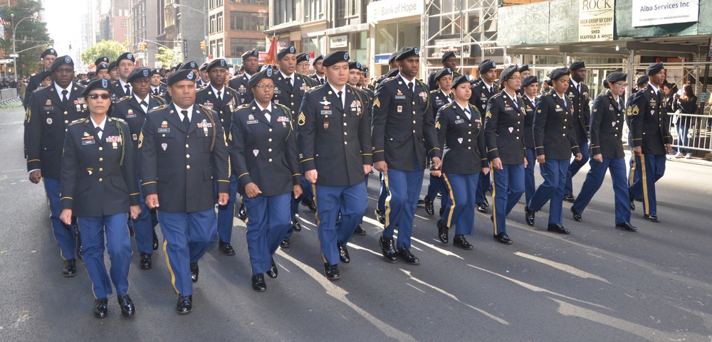 New York Army National Guard marches in New York City Veterans Day Parade