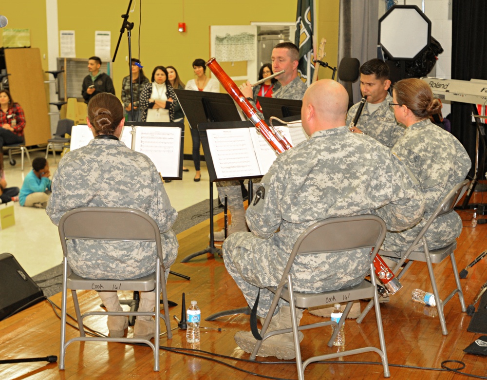 36th Infantry Division Band Plays at Member's School