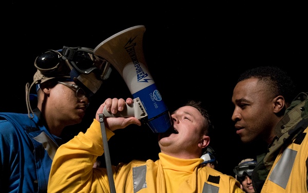 Sailors Conduct Drills Aboard USS John C. Stennis