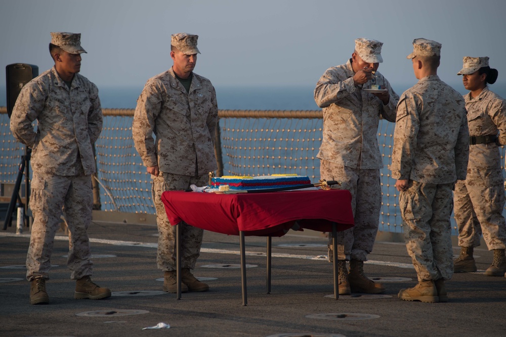 USS Pearl Harbor hosts Marine Corps birthday ceremony