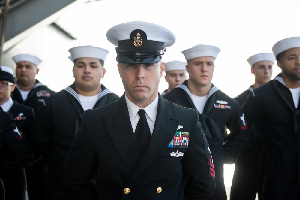 Sailors Conduct a Burial-at-Sea aboard USS John C. Stennis