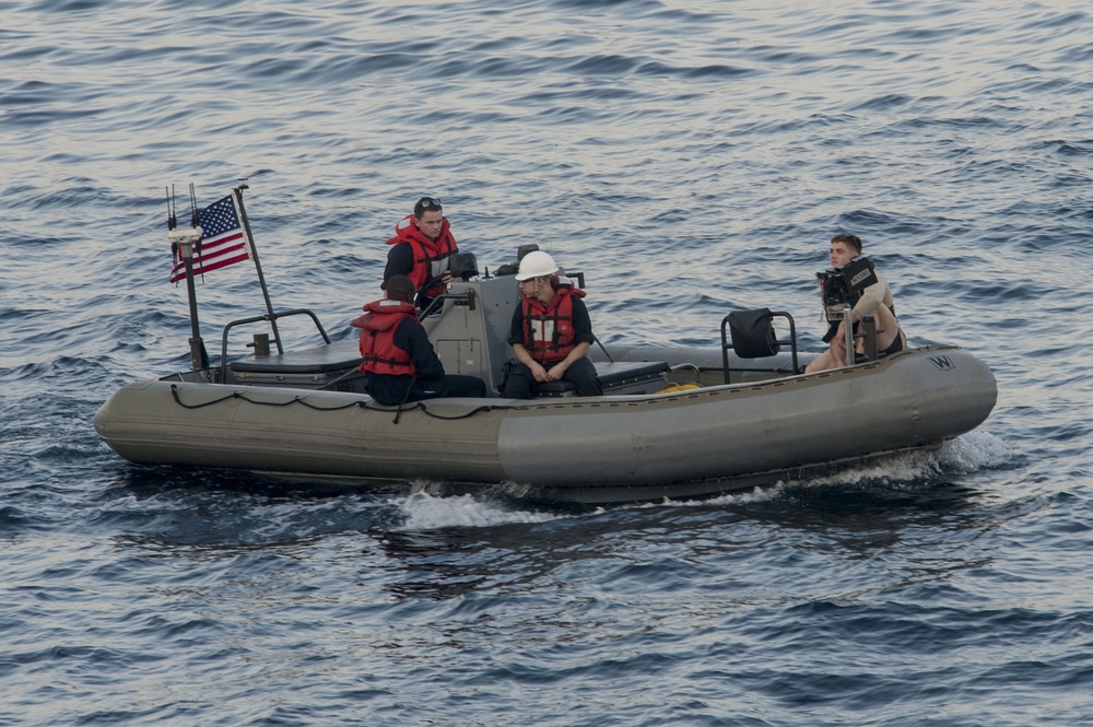 USS America Sailors and Marines conduct boat training
