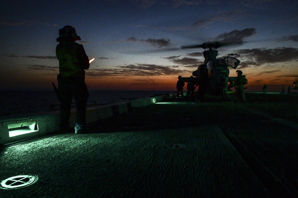 USS San Diego (LPD 22) Evening Flight Deck Operations