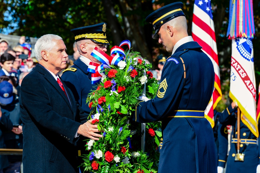 Vice President Mike R. Pence lays a wreath