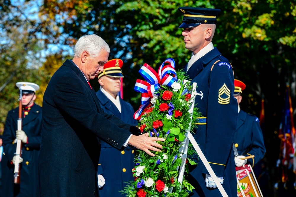 Vice President Mike R. Pence lays a wreath