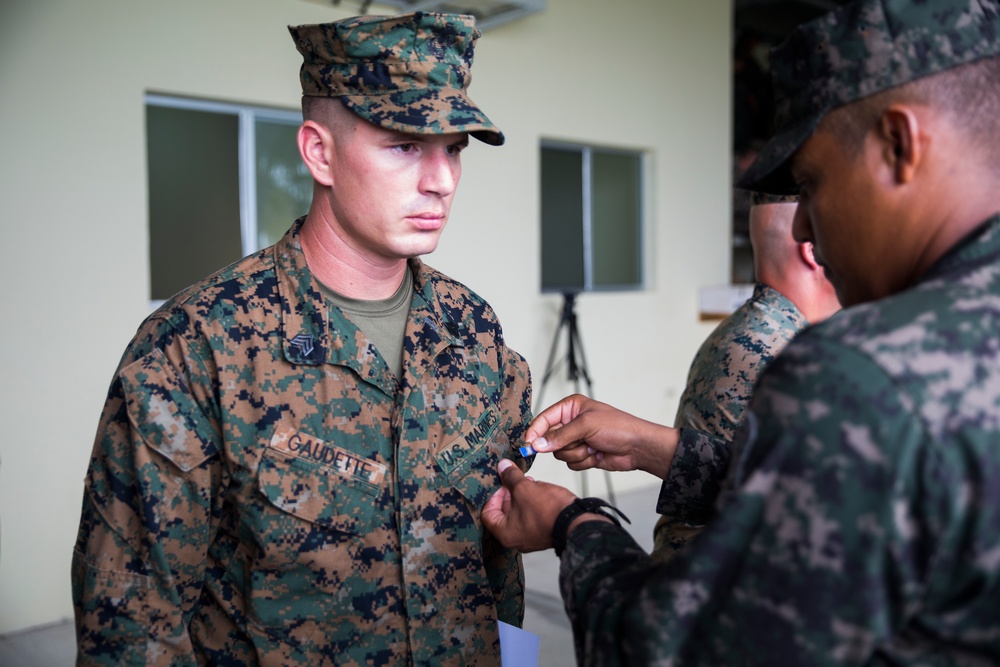 SPMAGTF-SC Marines with the GCE hold graduation in Trujillo