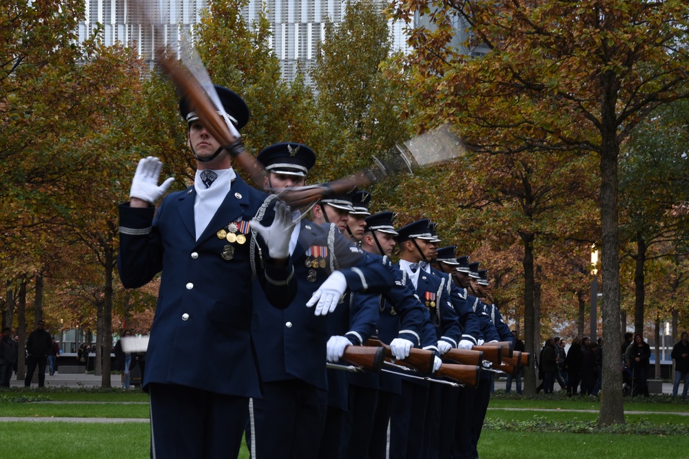 Air Force Honor Guard Drill Team performs for 9/11 wreath laying ceremony