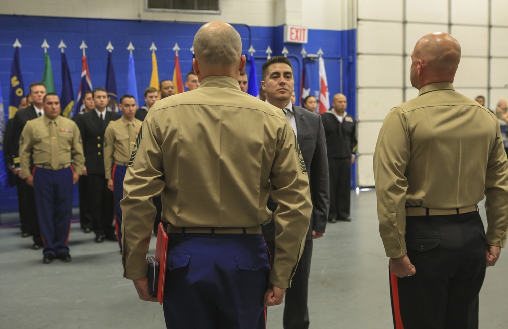 Marine Corps veteran Lance Cpl. Gonzalez receives award upgrade to Navy Cross.