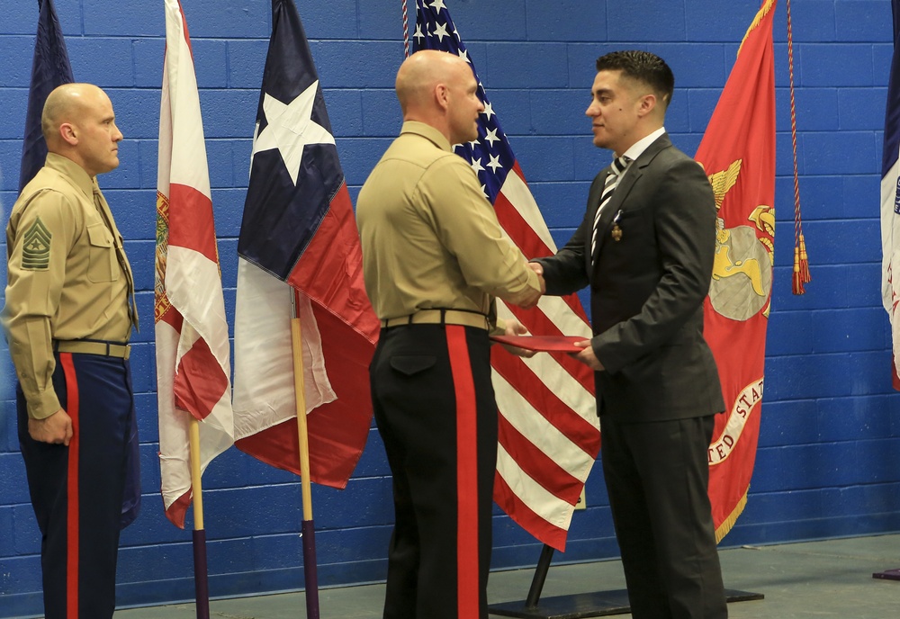 Marine Corps veteran Lance Cpl. Gonzalez receives award upgrade to Navy Cross.