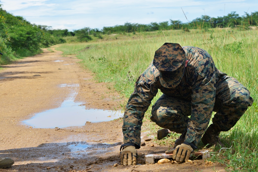 U.S. Marines teach UPDF Soldiers how to detect IEDs